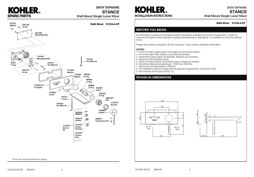 Kohler 9122A-4-CP installation instructions