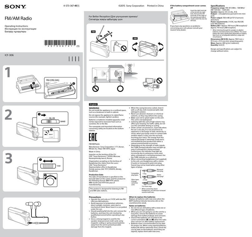 Sony ICF-306 operating instructions