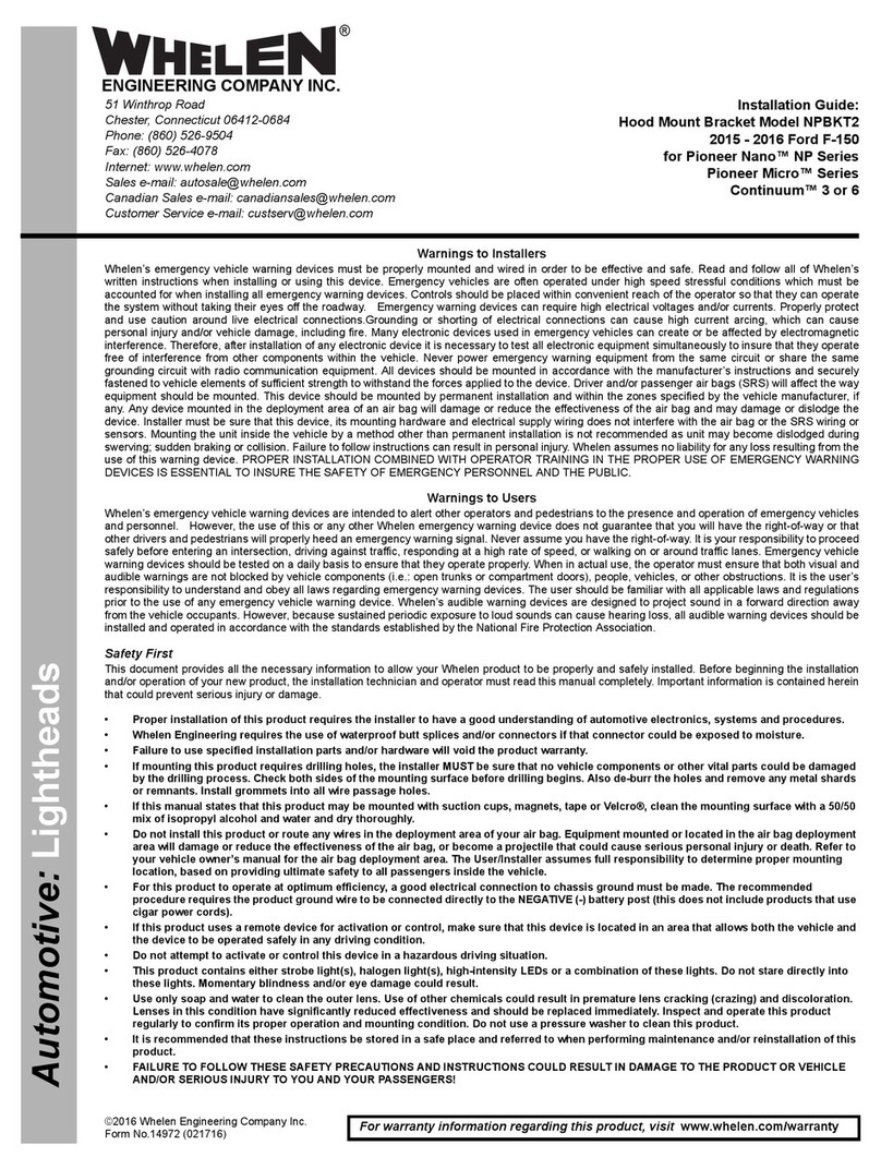 Whelen Engineering Company NPBKT2 installation guide Whelen Engineering Company NPBKT2 installation guide