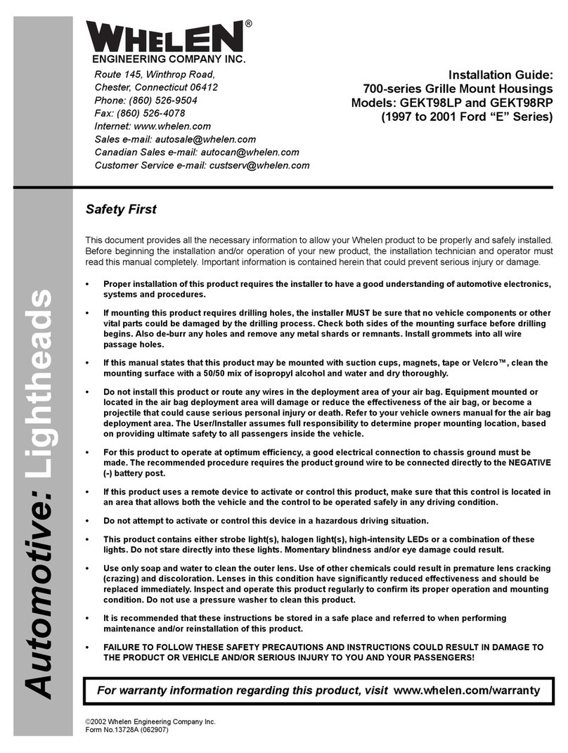 Whelen Engineering Company GEKT98LP installation guide Whelen Engineering Company GEKT98LP installation guide