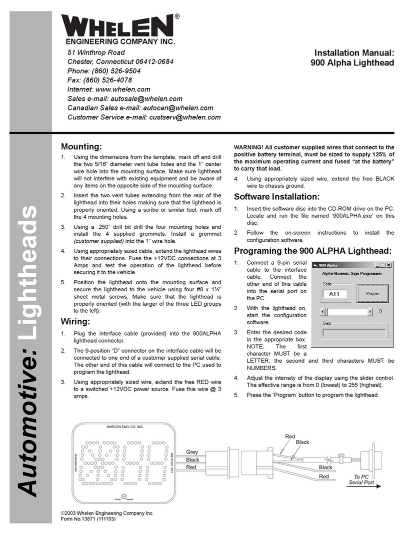 Whelen Engineering Company 900 Alpha User manual