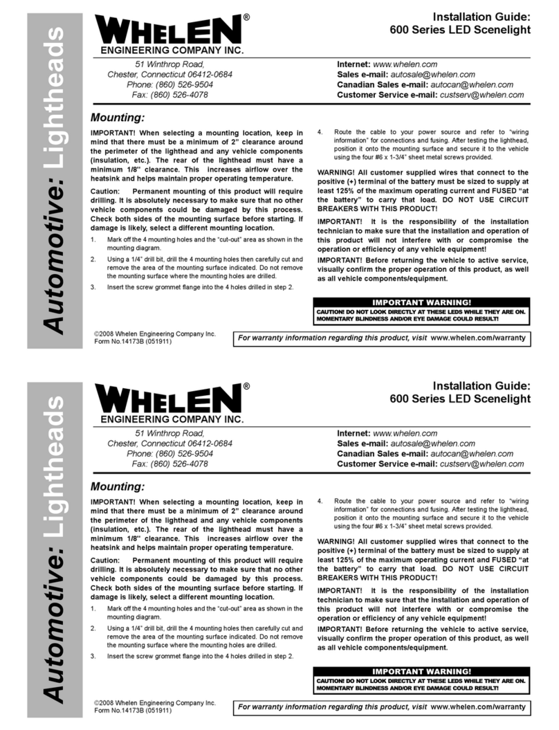 Whelen Engineering Company 600 Series installation guide
