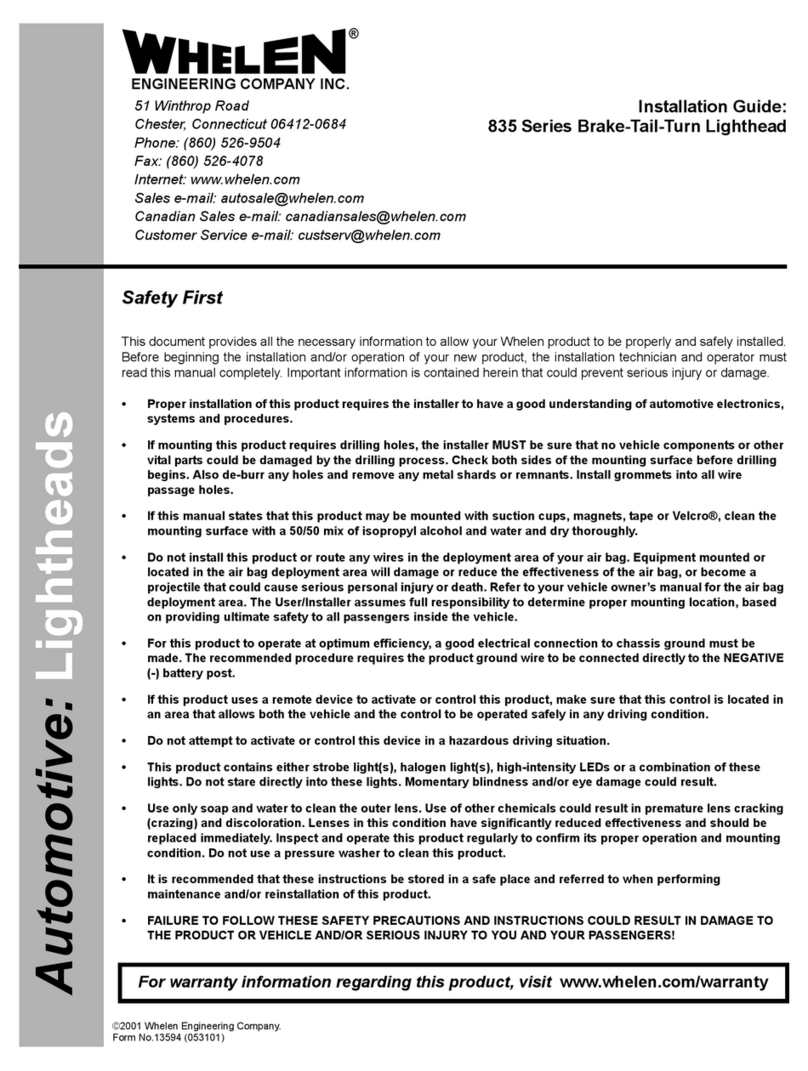 Whelen Engineering Company 835 Series installation guide