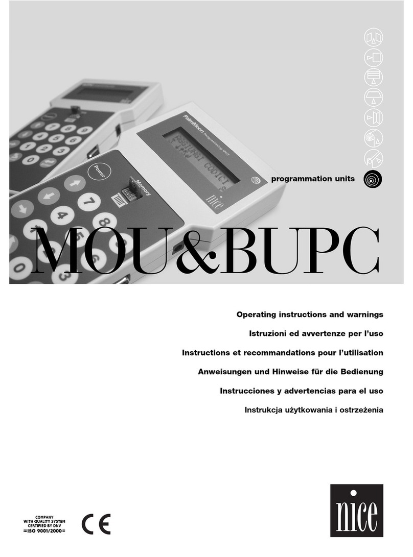 Nice Bupc Operating instructions and warnings