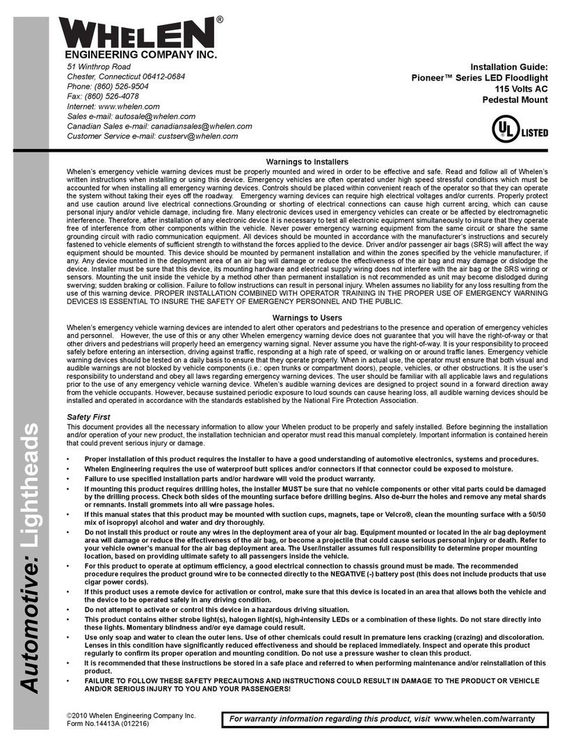 Whelen Engineering Company Pioneer Series installation guide