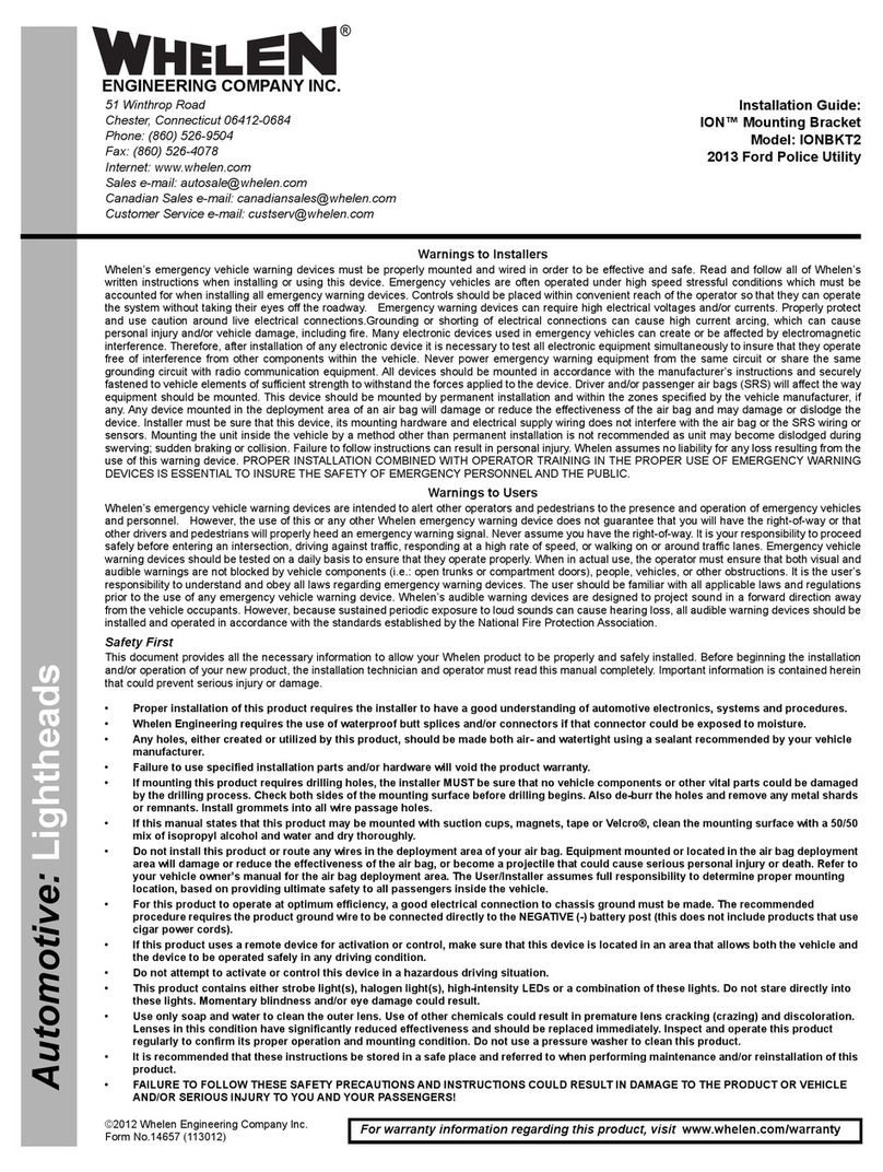 Whelen Engineering Company ION IONBKT2 installation guide Whelen Engineering Company ION IONBKT2 installation guide