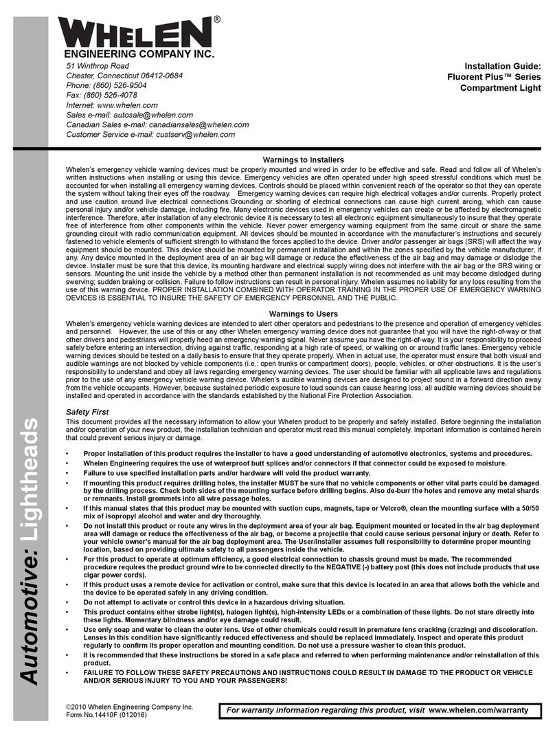 Whelen Engineering Company Fluorent Plus Series installation guide