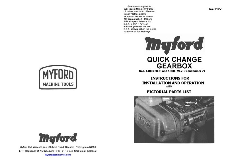 Myford ML7 Instructions for installation and operation with Pictorial Parts List Myford ML7 Instructions for installation and operation with Pictorial Parts List