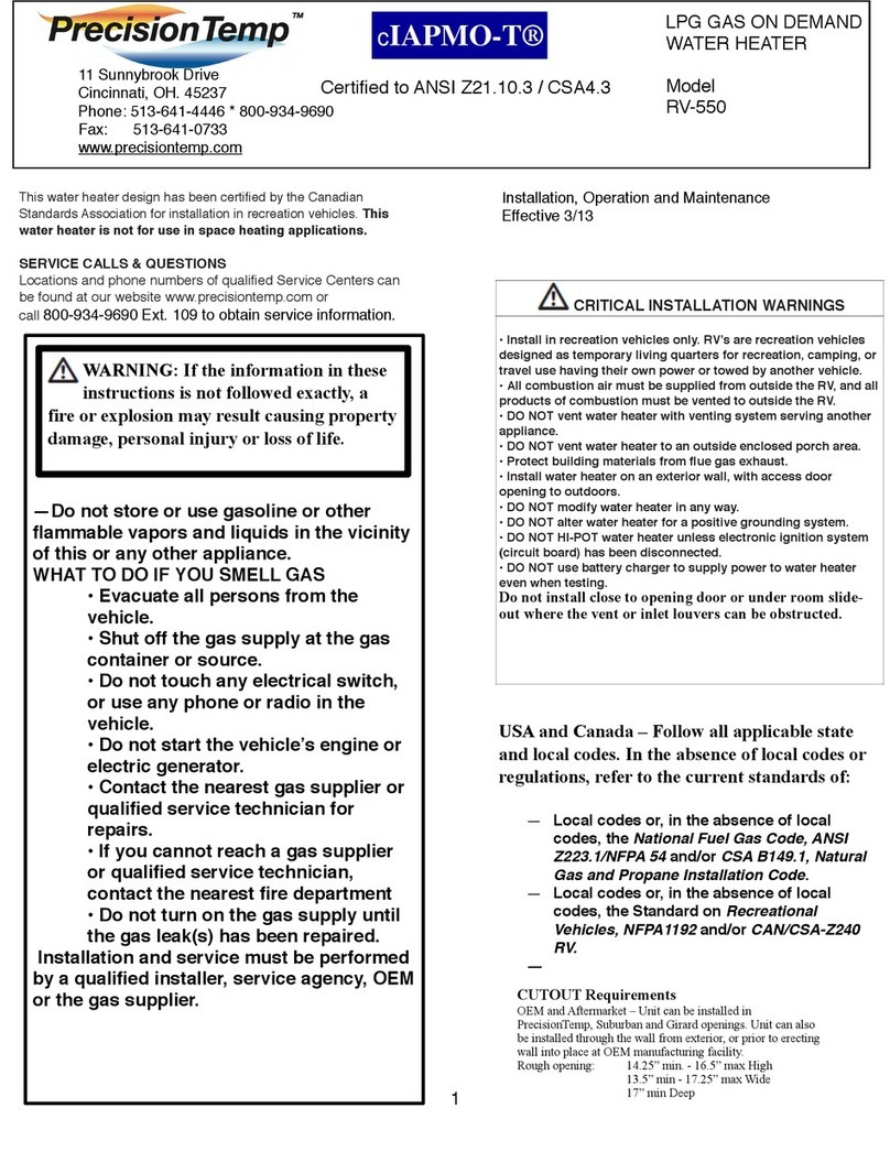 PrecisionTemp cIAPMO-T RV-550 manual