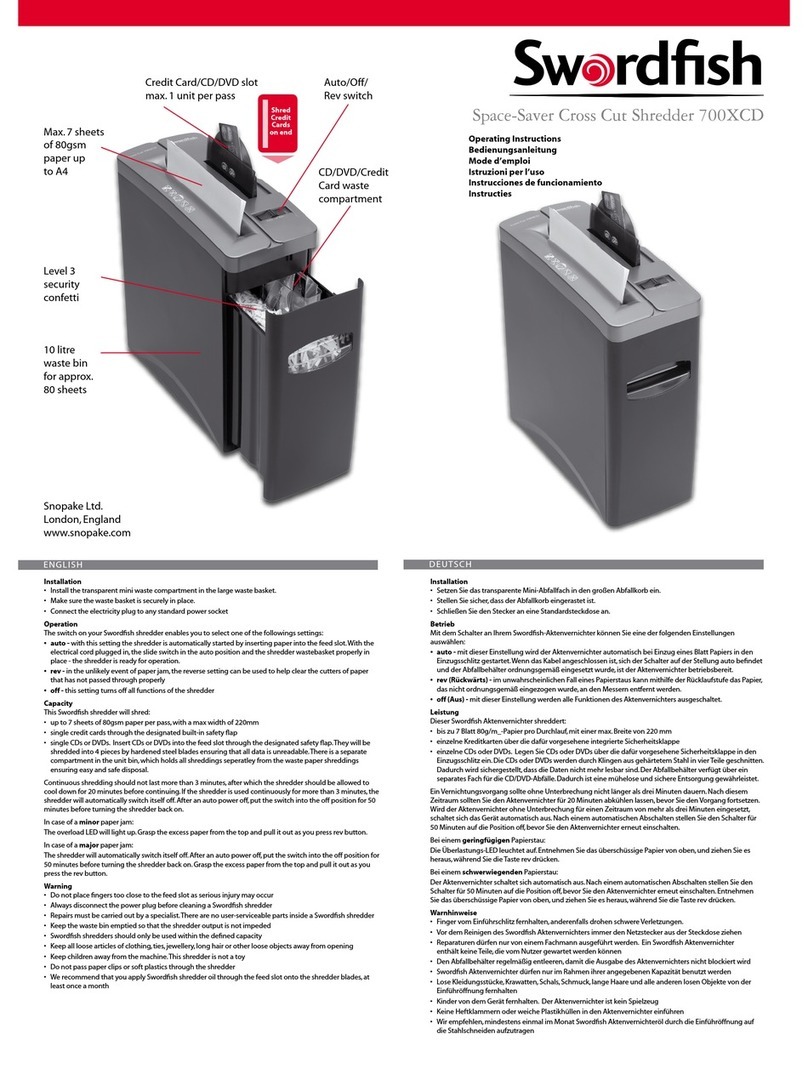 Swordfish 700XCD User manual