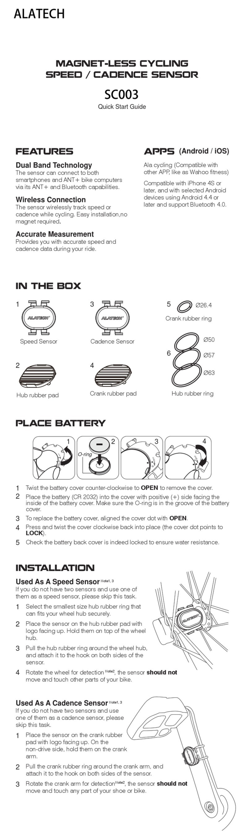 alatech SC003 quick start guide