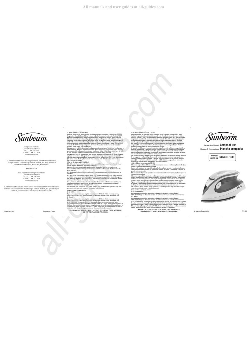 Sunbeam GCSBTR-100 User manual