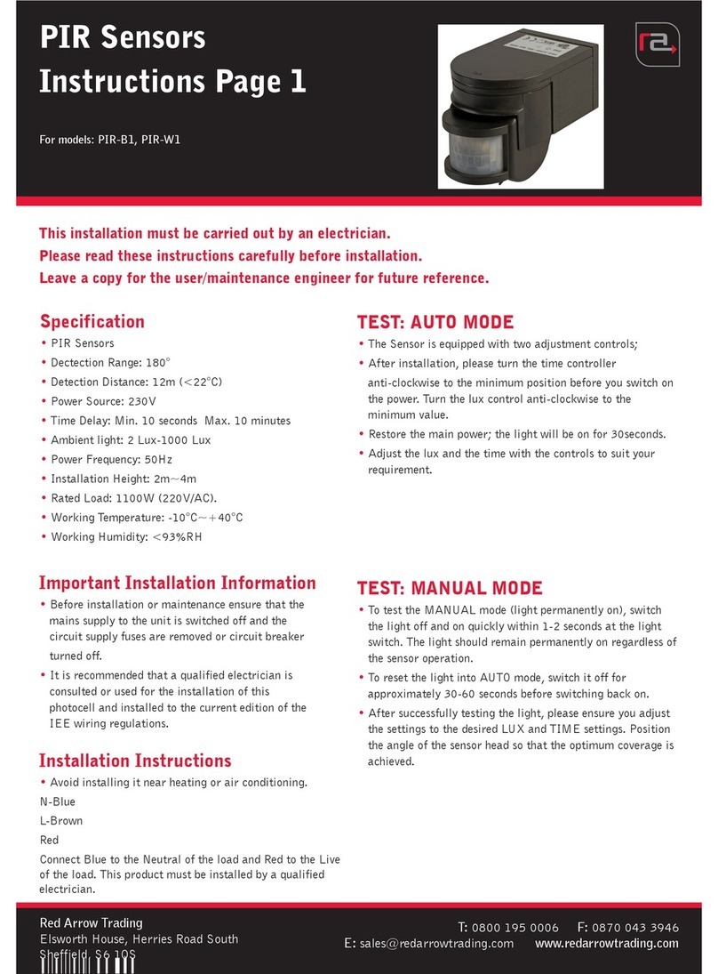 Red Arrow Trading PIR-B1 instructions