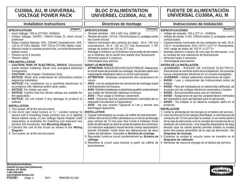 Hubbell CU300A Installation instructions manual