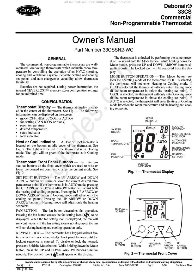 Carrier debonair 33cssn2-wc owner's manual