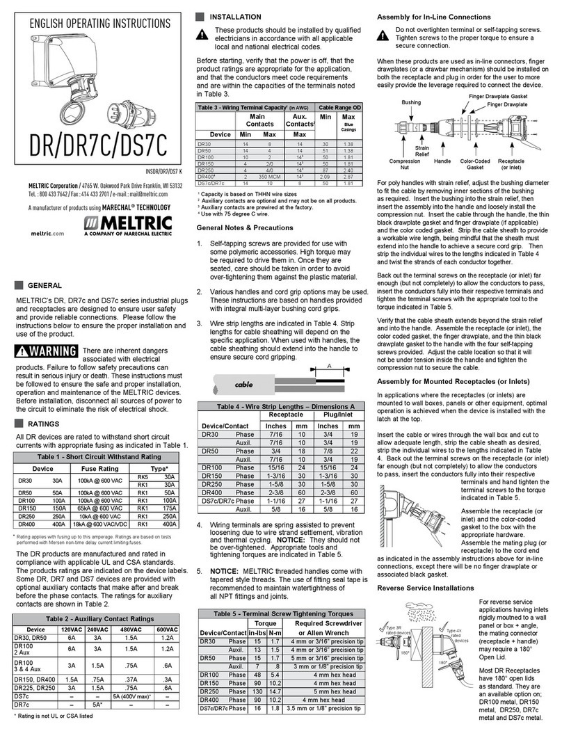 Meltric DR Series operating instructions Meltric DR Series operating instructions