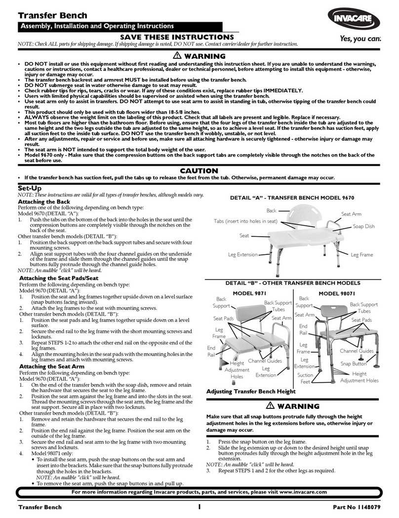 Invacare 9670 operating instructions