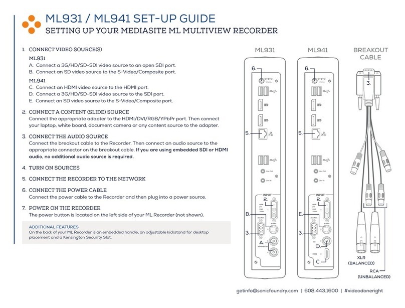 Mediasite ML931 Setup guide