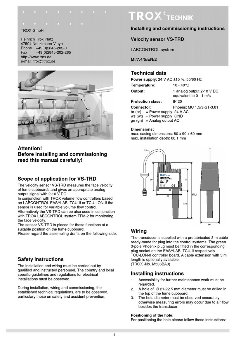 Trox Technik VS-TRD Installing and commissioning instructions