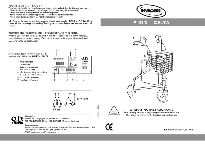 Invacare DELTA P429/2 operating instructions