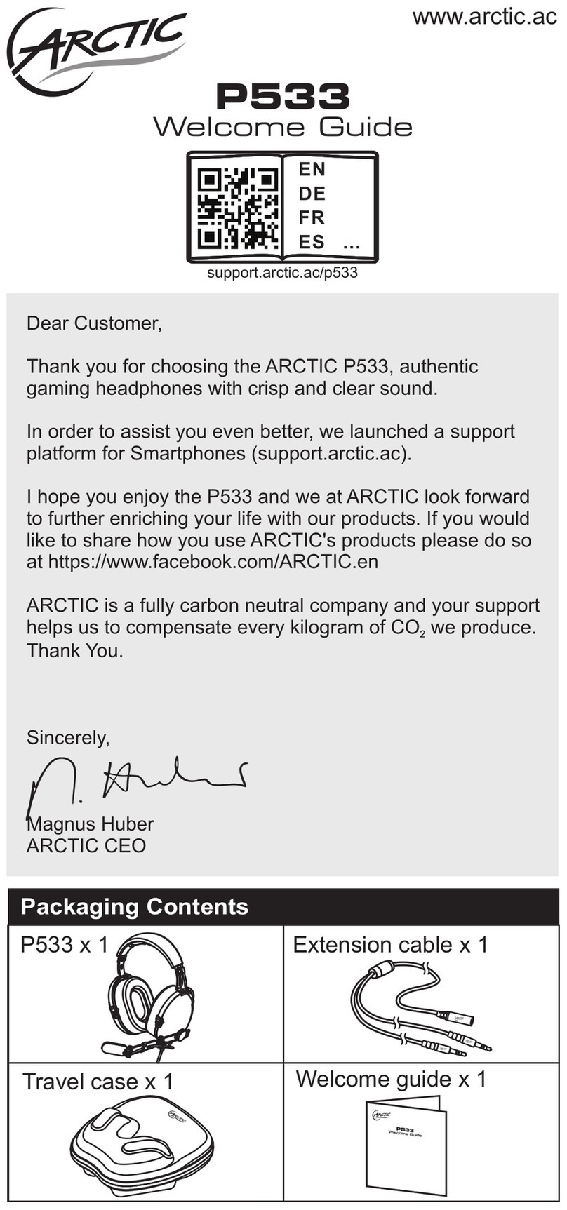 Arctic P533 Welcome guide
