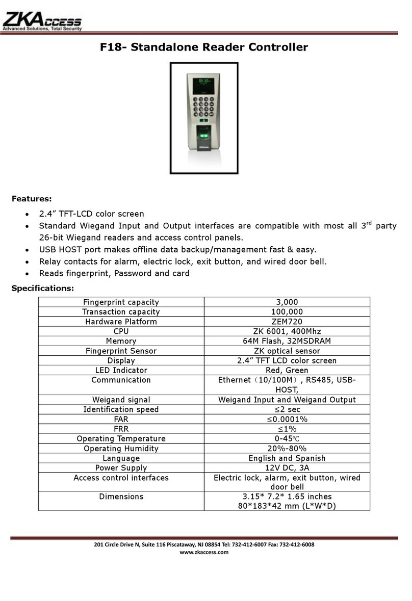 ZKaccess F18 manual