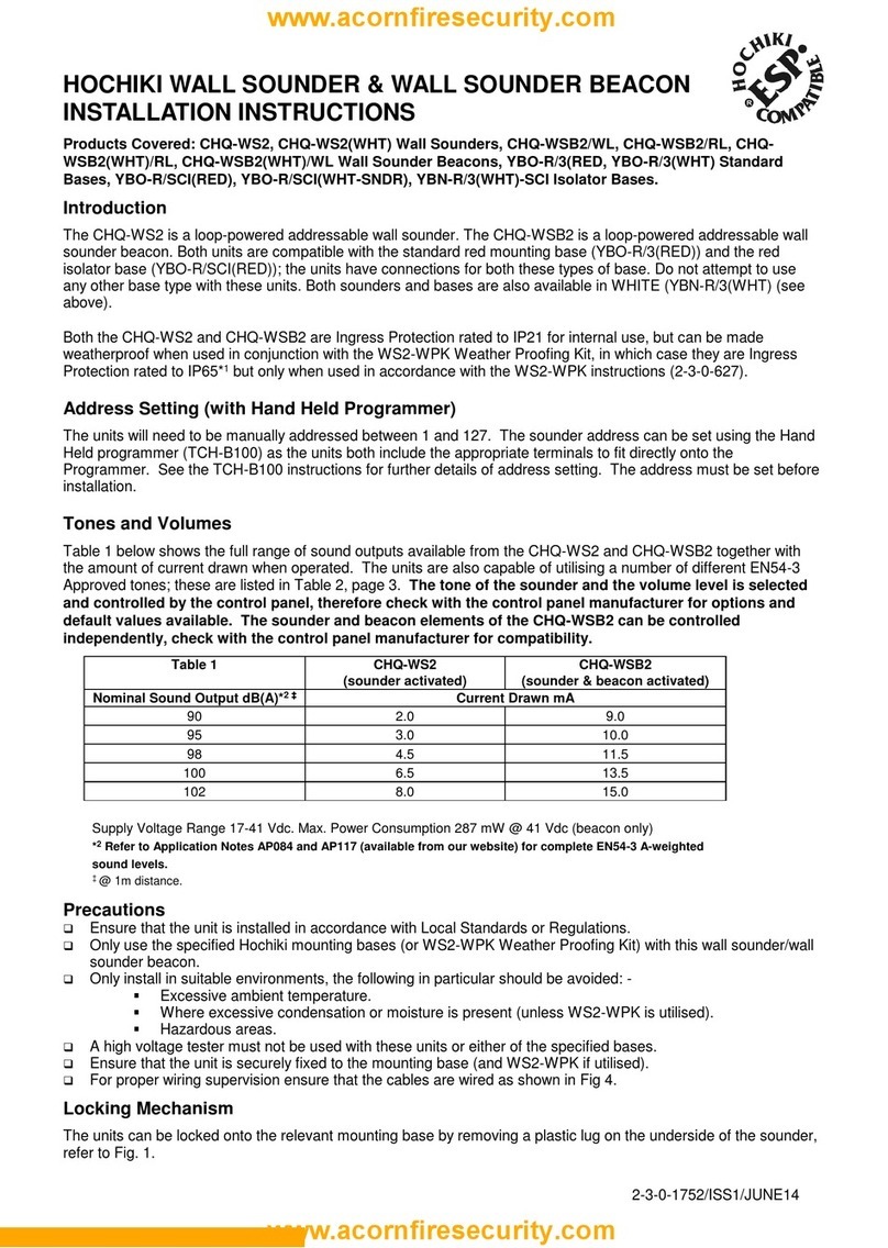 Hochiki CHQ-WS2 installation instructions