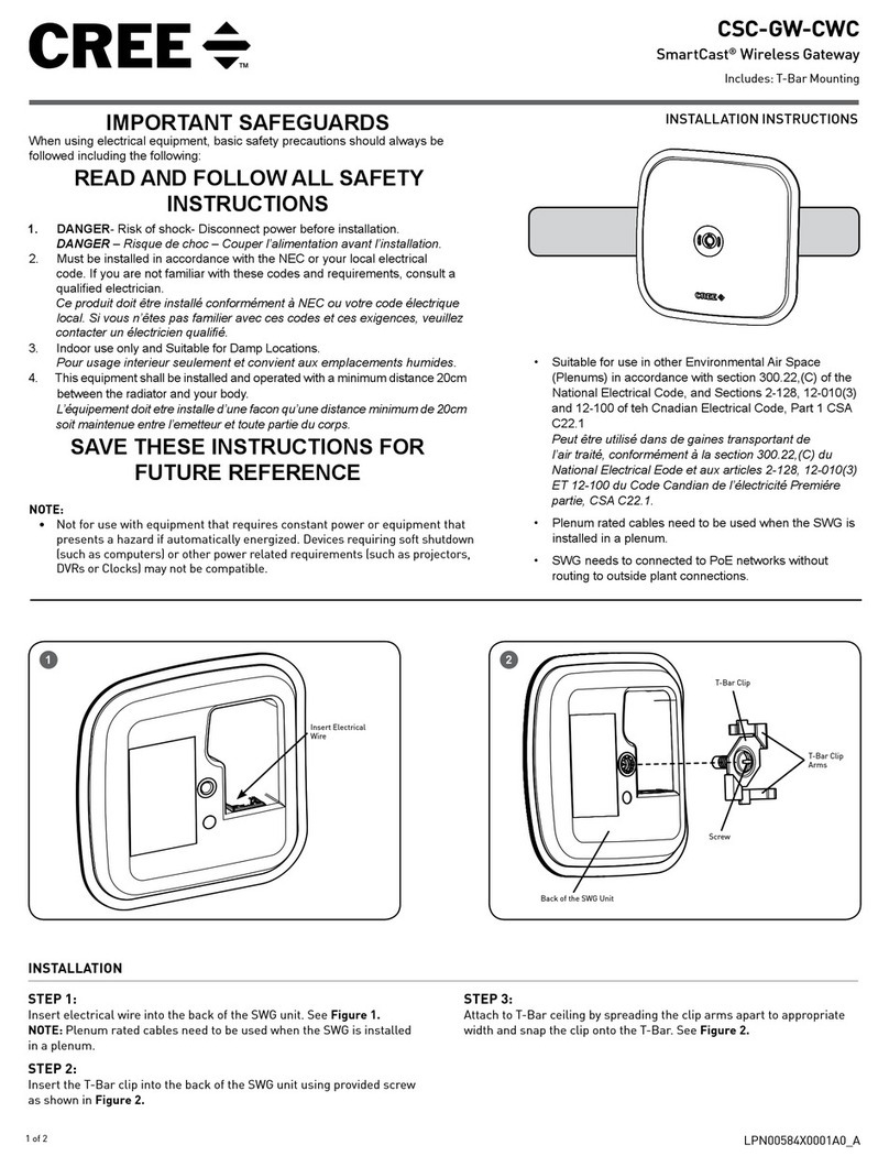 Cree SmartCast Wireless Gateway installation instructions Cree SmartCast Wireless Gateway installation instructions