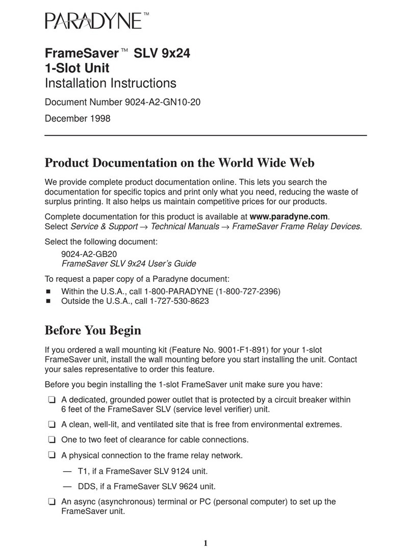 Paradyne FrameSaver SLV 9x24 Series installation instructions