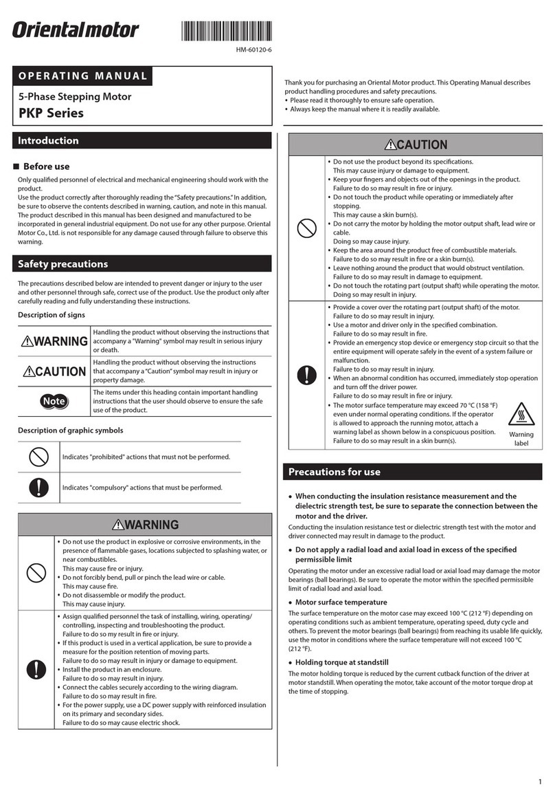 Oriental motor PKP Series operating manual