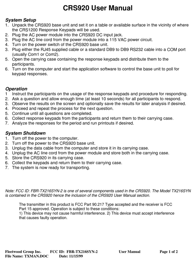 Fleetwood CRS920 user manual