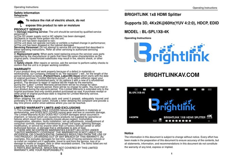 Brightlink BL-SPL1X8-4K operating instructions