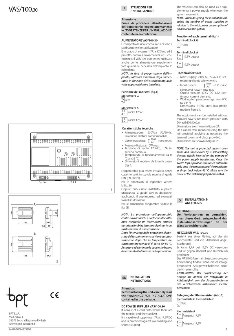 Bpt VAS/100.30 Service manual