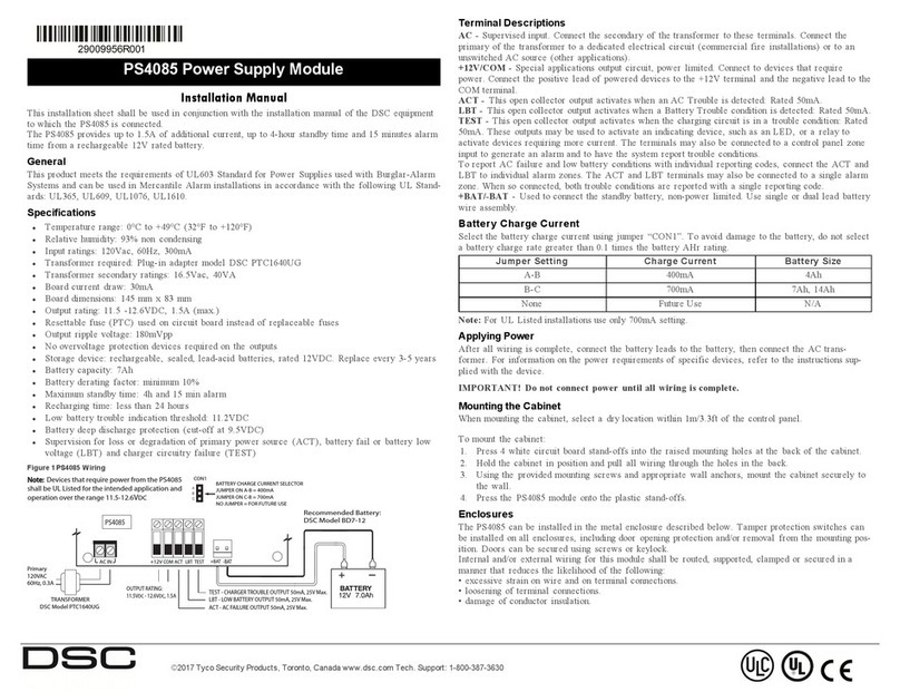 DSC PS4085 installation manual