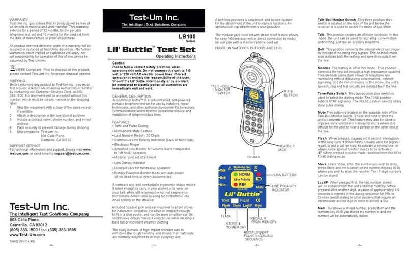 Test-Um Lil' Buttie LB100 Series operating instructions Test-Um Lil' Buttie LB100 Series operating instructions