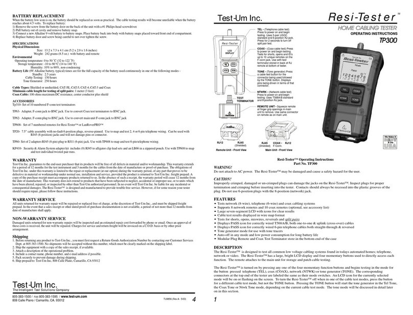 Test-Um Resi-Tester TP300 operating instructions