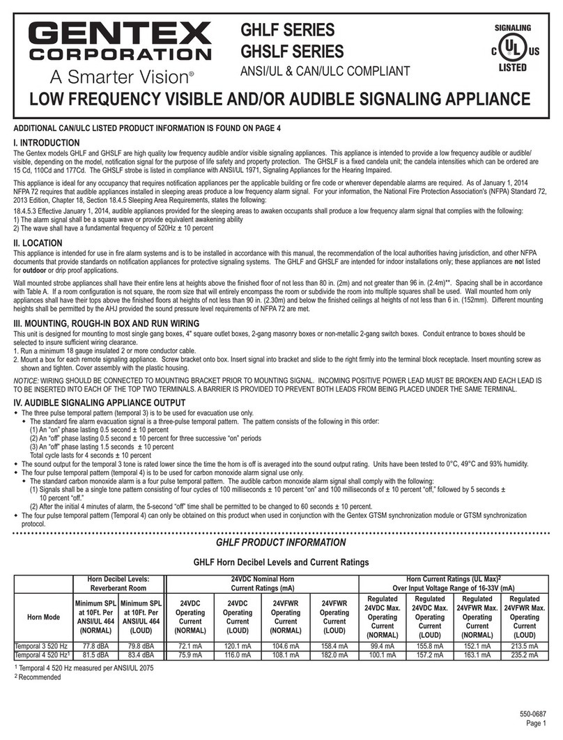 Gentex GHSLF Series User manual
