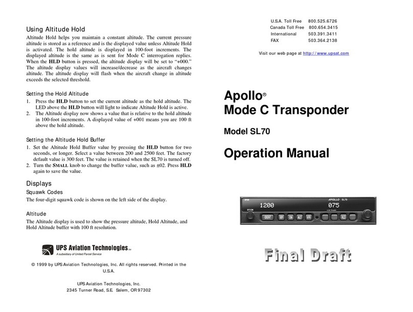 Apollo SL70 Operation manual