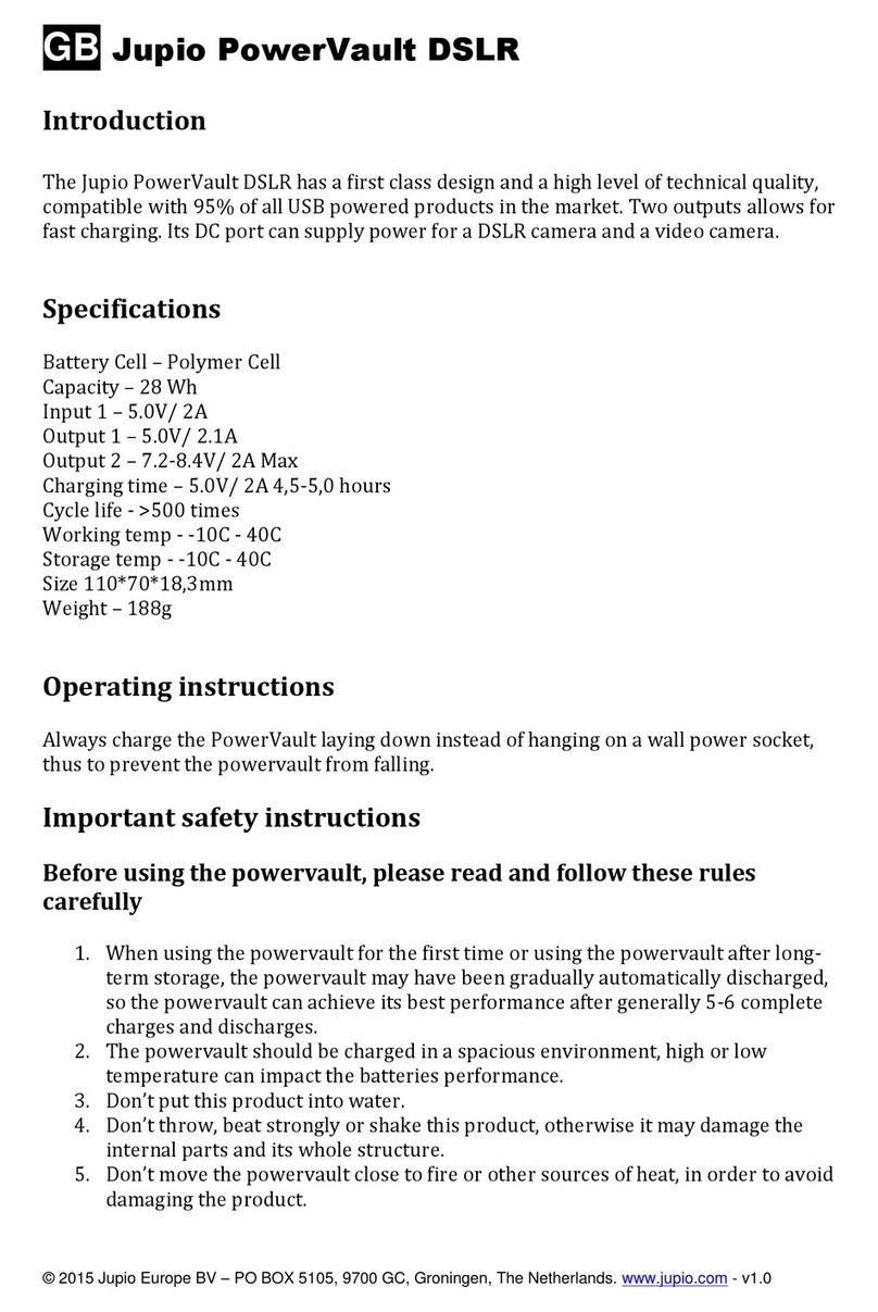 Jupio PowerVault DSLR operating instructions