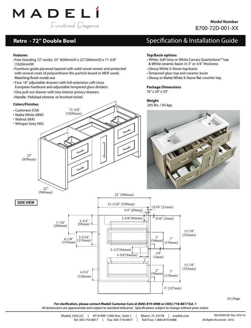 Madeli Retro 72" Double Bowl Specification & installation guide