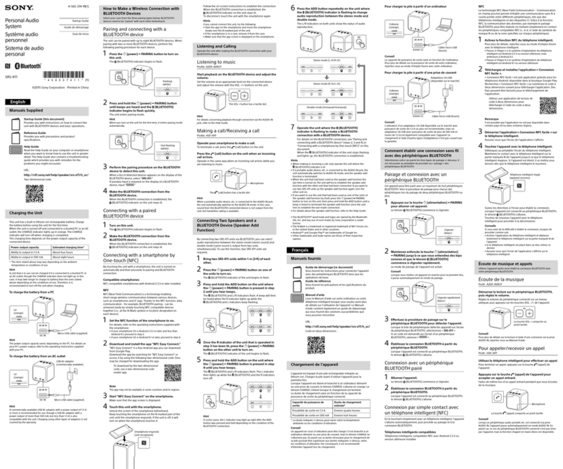 Sony SRS-X11 Startup guide