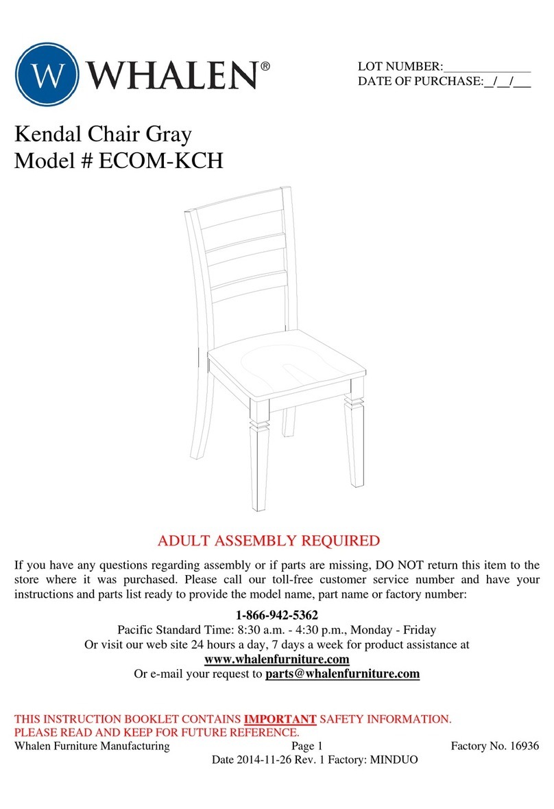 Whalen Kendal Chair Gray User manual Whalen Kendal Chair Gray User manual