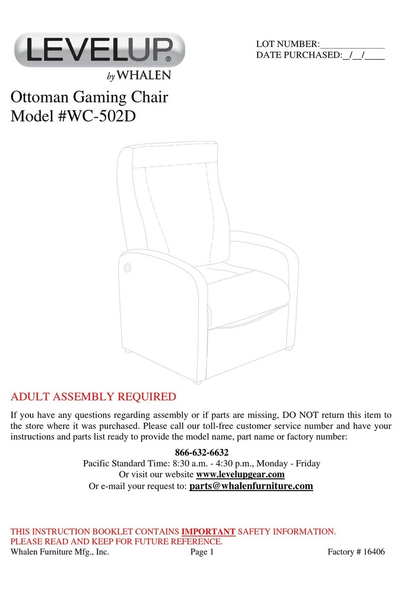 LevelUp Ottoman Gaming Chair user manual