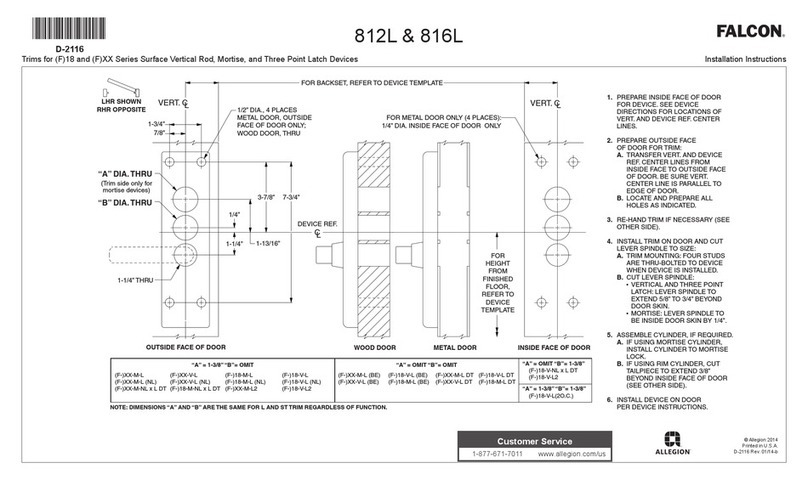 Falcon 812L installation instructions