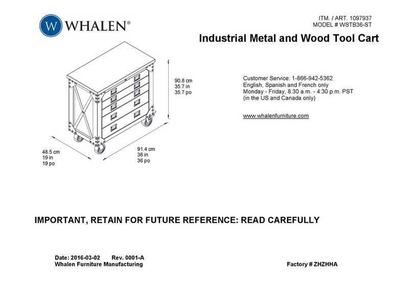 Whalen Industrial Metal and Wood Tool Cart User manual Whalen Industrial Metal and Wood Tool Cart User manual