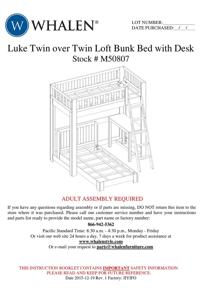 Whalen Luke Twin over Twin Loft Bunk Bed with Desk User manual