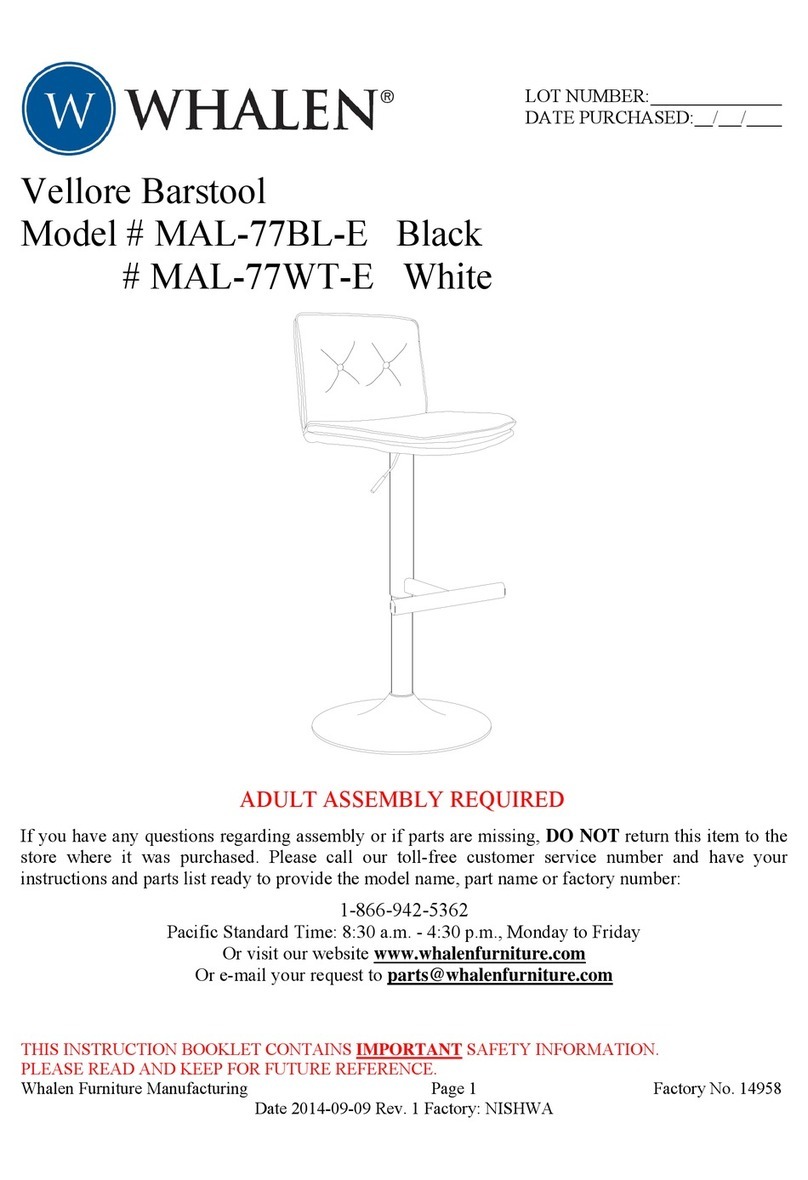 Whalen Vellore Barstool instruction manual