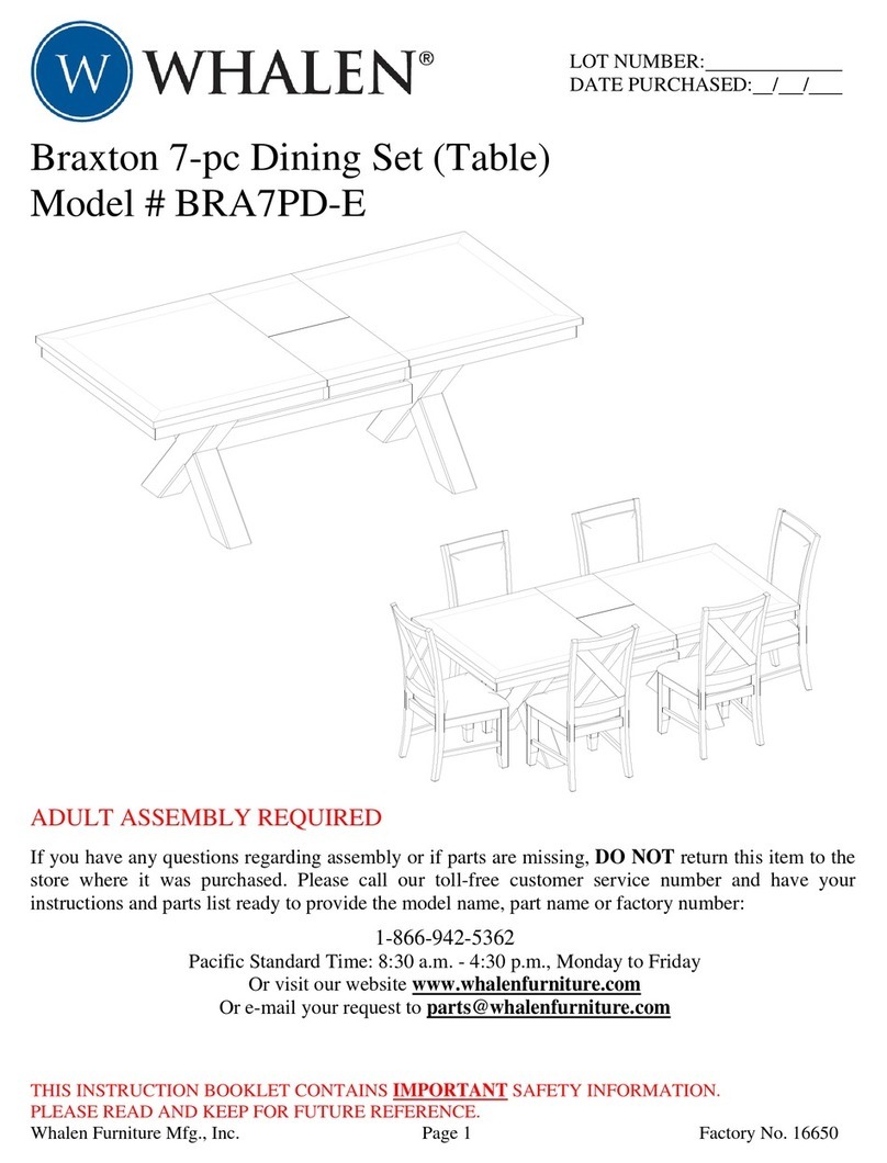 Whalen Braxton 7-pc Dining Set User manual Whalen Braxton 7-pc Dining Set User manual