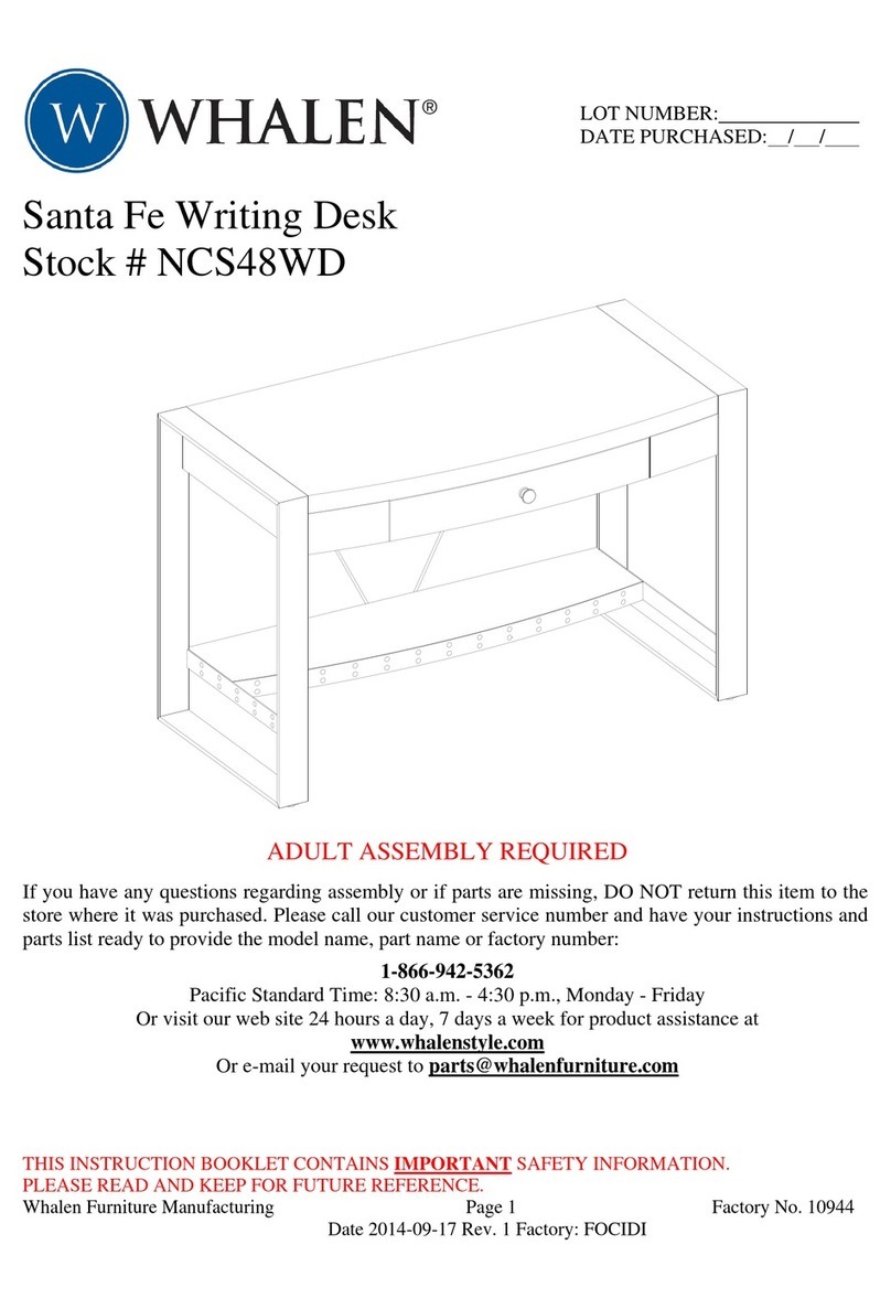 Whalen Santa Fe Writing Desk instruction manual