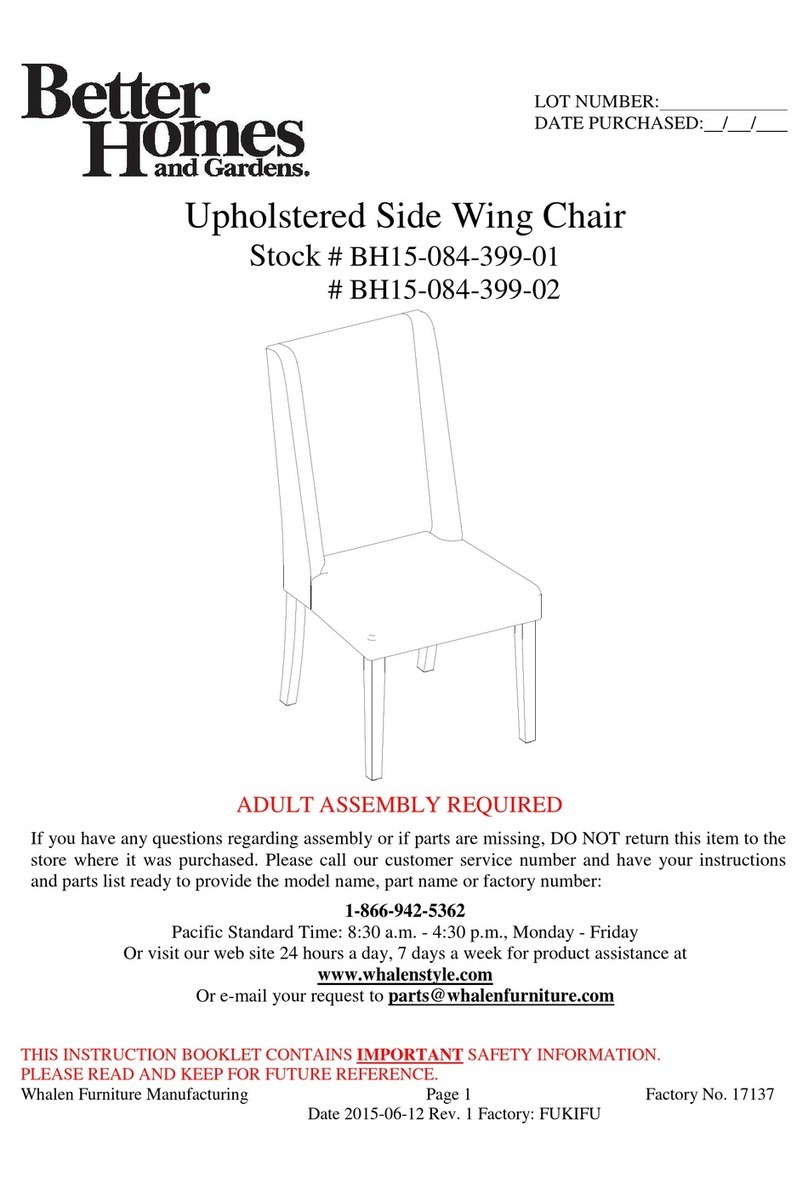 Better Homes and Gardens Upholstered Side Wing Chair User manual Better Homes and Gardens Upholstered Side Wing Chair User manual